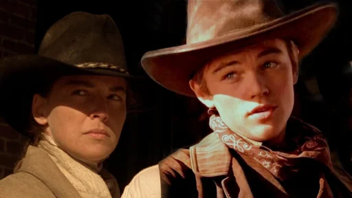 Leonardo DiCaprio e Sharon Stone no filme Rápida e Mortal (1995)