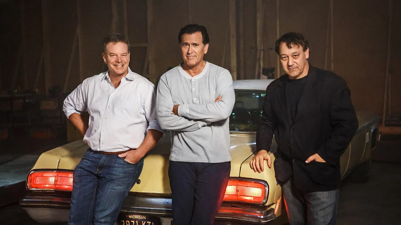 Bruce Campbell, Sam Raimi em Evil Dead
